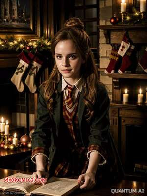 Emma Watson. Hogwarts Christmas Harry Potter Hermione Granger Gryffindor. QuantumAI